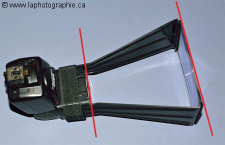 Photo de l'installation du better beamer sur le flash